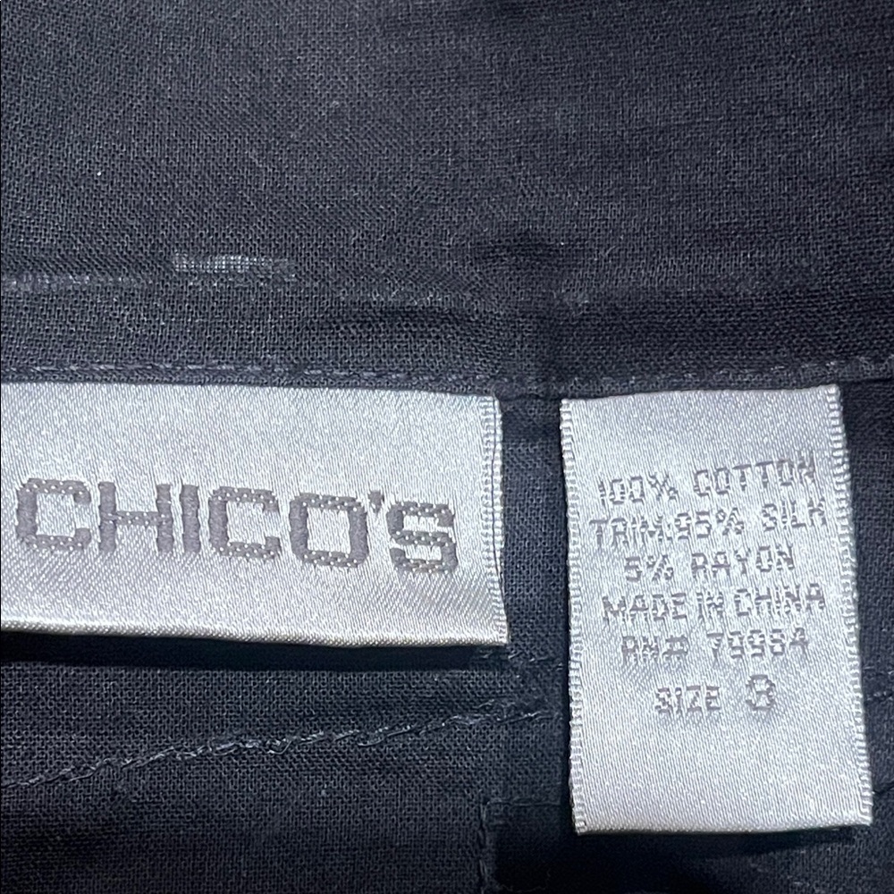 Chico's Elegant Black Cotton/SILK Blend WHISPY TATTERED UNIQUE JACKET SIZE 3(16) - Picture 11 of 12